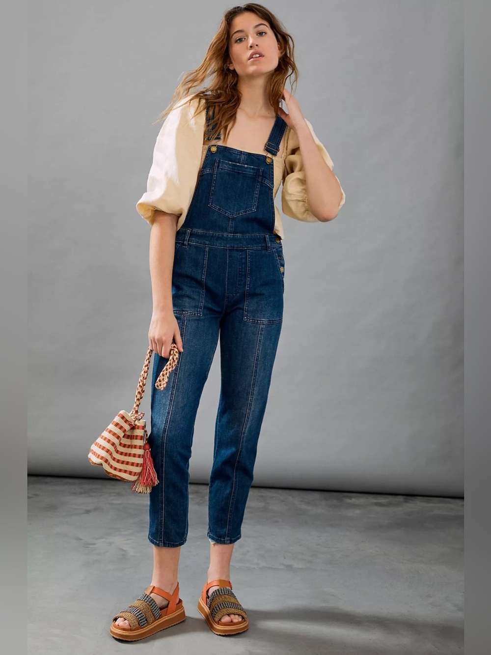 Pilcro Seamed Relaxed Denim Overalls (29)
